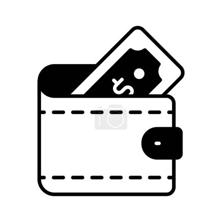 Cash wallet, icon of wallet having banknote in editable style