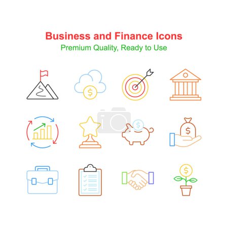 Pack of business and finance icons isolated on white background