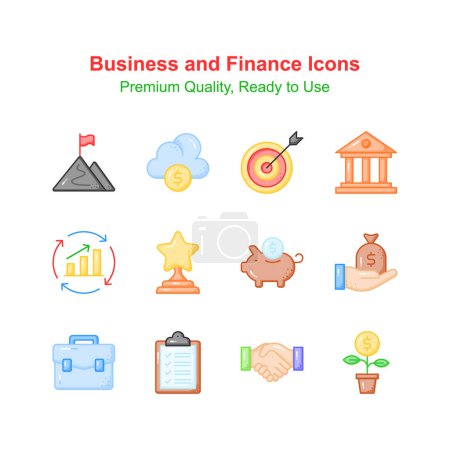 Pack of business and finance icons isolated on white background