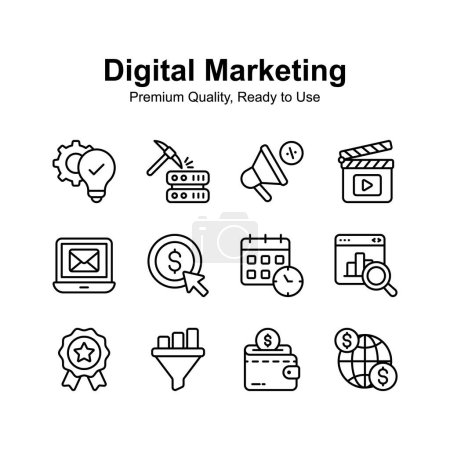 Ilustración de Agarra este increíble conjunto de iconos de marketing digital, fácil de usar y descargar - Imagen libre de derechos