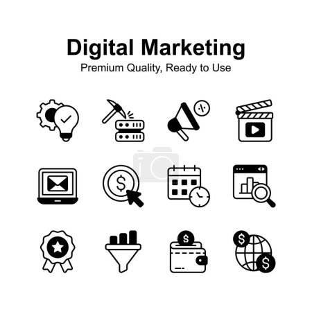Ilustración de Agarra este increíble conjunto de iconos de marketing digital, fácil de usar y descargar - Imagen libre de derechos