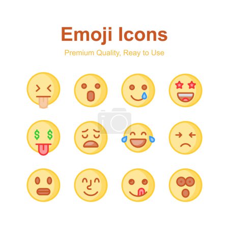 Creatively crafted emoji icons, cute expressions vector set