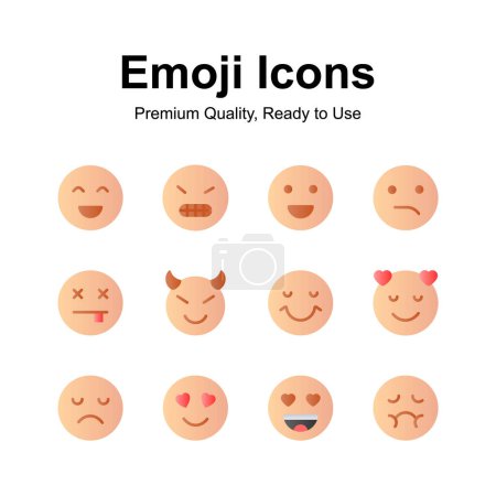 Schön gestaltete Emoji-Symbole, bereit für den Einsatz in Webseiten und mobilen Apps