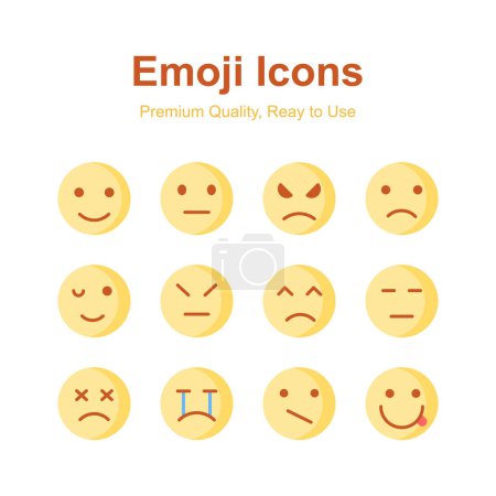 Téléchargez les illustrations : Pack d'icônes emoji dans un style design moderne, prêt à l'emploi et à télécharger - en licence libre de droit