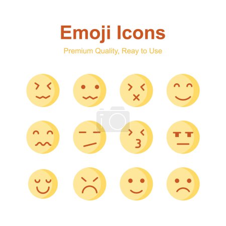 Téléchargez les illustrations : Ensemble d'icônes Emoji, designs tendance, prêt pour un usage premium - en licence libre de droit