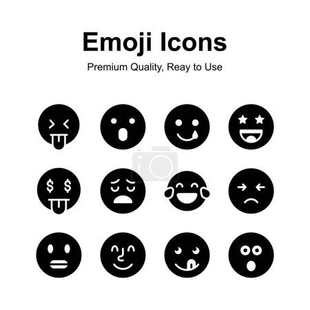 Creatively crafted emoji icons, cute expressions vector set