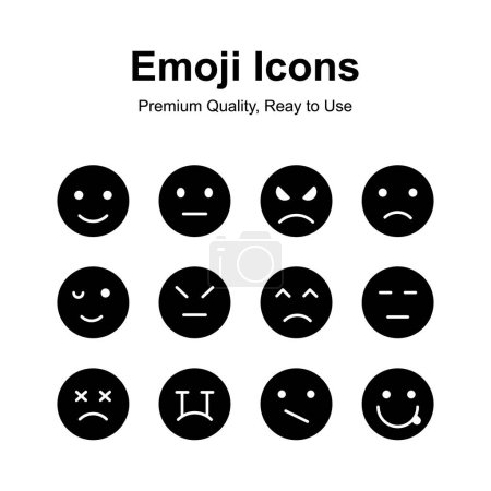 Téléchargez les illustrations : Pack d'icônes emoji dans un style design moderne, prêt à l'emploi et à télécharger - en licence libre de droit