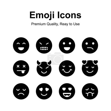 Schön gestaltete Emoji-Symbole, bereit für den Einsatz in Webseiten und mobilen Apps