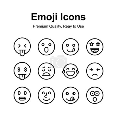 Kreativ gestaltete Emoji-Symbole, niedliches Ausdrucksvektorset