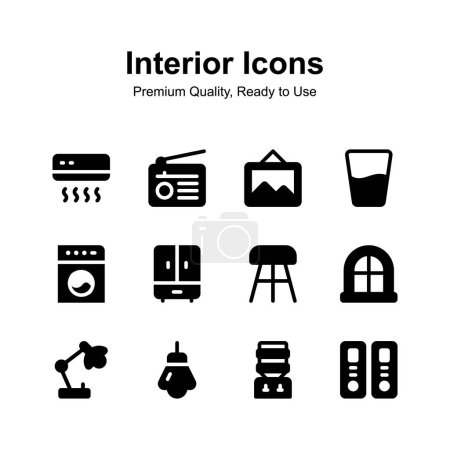 Interior icons set in trendy style, ready to use in web, mobile apps