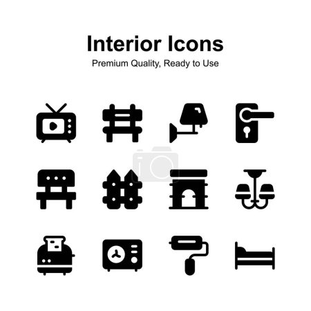 Ilustración de Compruebe este conjunto de iconos interiores bellamente diseñado, listo para el uso premium - Imagen libre de derechos