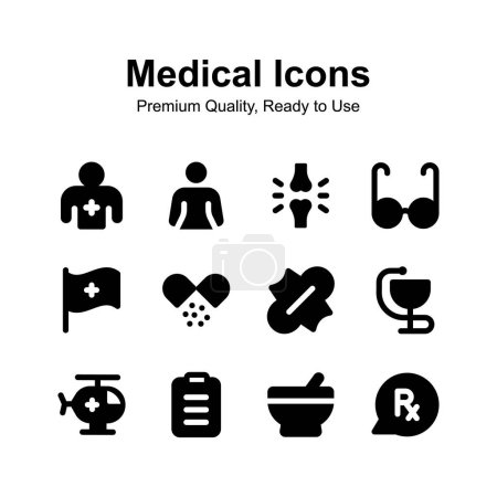 Medical and healthcare icons set, isolated on white background