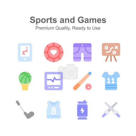 Creatively crafted sports and games icons set, ready to use vectors