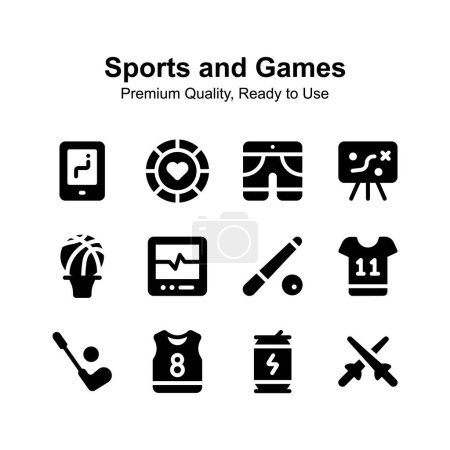 Ilustración de Conjunto de iconos de deportes y juegos creativamente diseñados, listos para usar vectores - Imagen libre de derechos