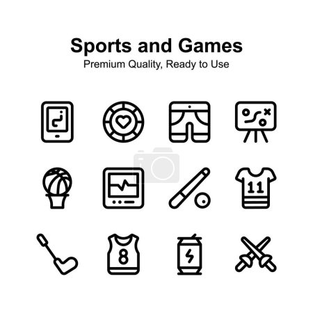 Creatively crafted sports and games icons set, ready to use vectors