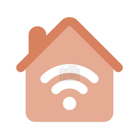 Un vector de moda de la casa inteligente, casa con señales wifi