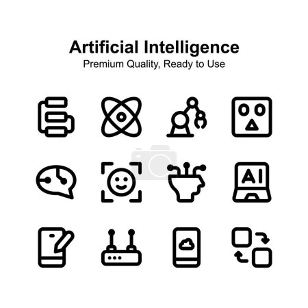 Artificial Intelligence icons set isolated on white background