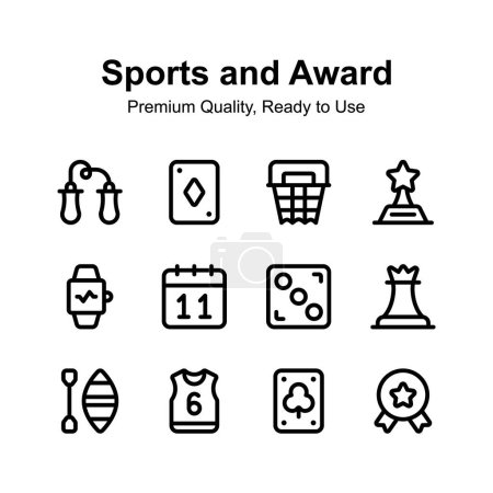 Ilustración de Conjunto de iconos de deportes, juegos y premios, listos para usar vectores - Imagen libre de derechos