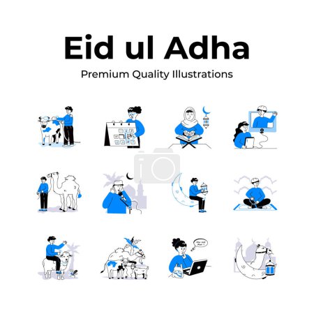 Grab this amazing pack of eid al adha illustrations