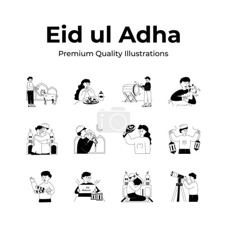 Pack of eid al adha illustrations, premium quality, ready to use