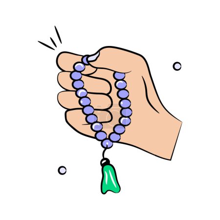mano celebración tasbih, diseño de vectores de perlas de oración