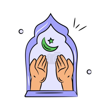 Get this creative praying hands doodle icon, ready to use vector