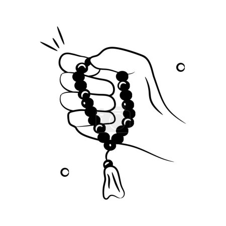 mano celebración tasbih, diseño de vectores de perlas de oración