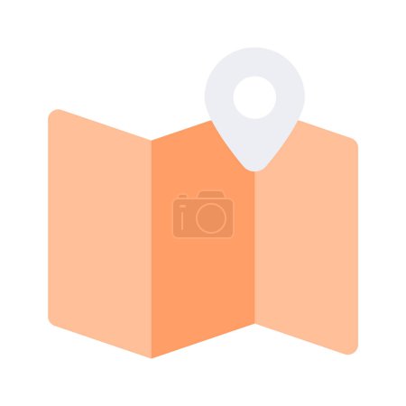 Tri Fold chart with location pointer, trendy icon of map location