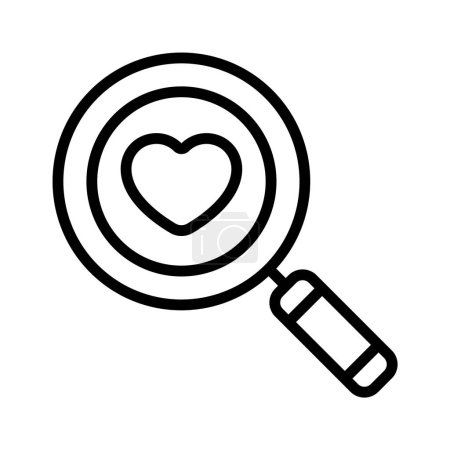 Searching love with magnifier, icon of love finding in modern style