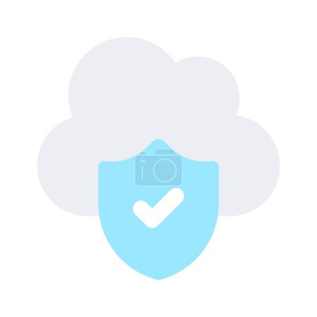 Secure cloud, cloud protection, cloud security icon design