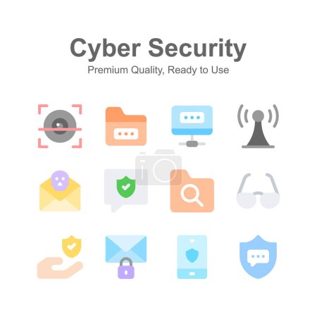 Echa un vistazo al paquete de iconos de seguridad cibernética, listo para su uso premium