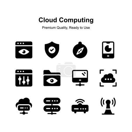 Ensemble d'icônes de cloud computing visuellement parfaites, prêtes pour une utilisation premium