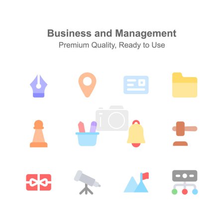 Business and management icons in modern design style