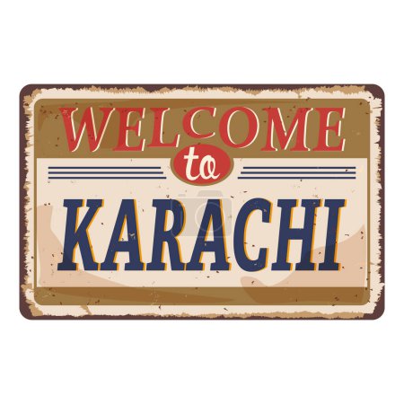 Téléchargez les illustrations : Pakistan Symbole de Karachi. signe rouillé Design rond Timbre Voyage et Business vecteur - en licence libre de droit