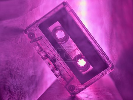 Photo for Audio cassette in neon light - Royalty Free Image