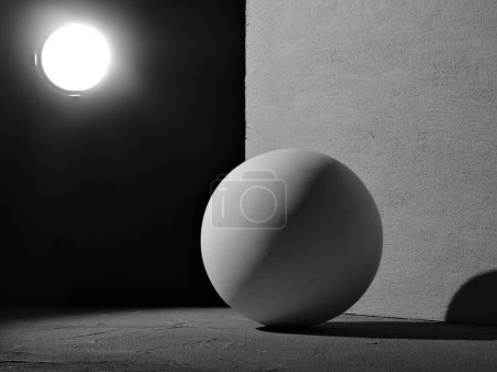 Téléchargez les photos : Fond en béton gris avec sphère - en image libre de droit