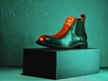 Photo for Cyan Light Leather Boot: Stylish and Classic - Royalty Free Image