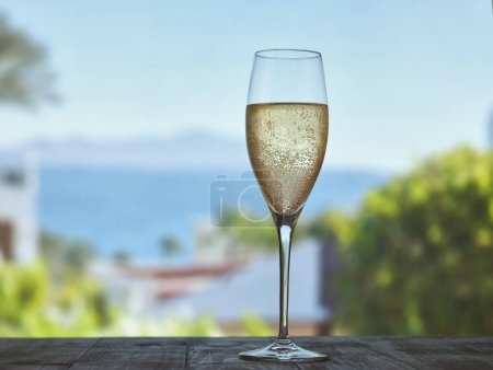 Téléchargez les photos : Un toast au champagne au paradis tropical - en image libre de droit