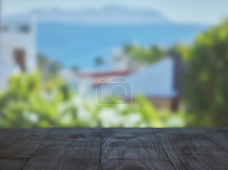 Photo for Empty countertop, tropical paradise view - Royalty Free Image