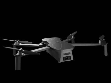 Photo for Drone on Black Background Image. 3D Render - Royalty Free Image