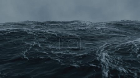 Téléchargez les photos : Dark Ocean Waves under Overcast Sky. 3d rendu - en image libre de droit