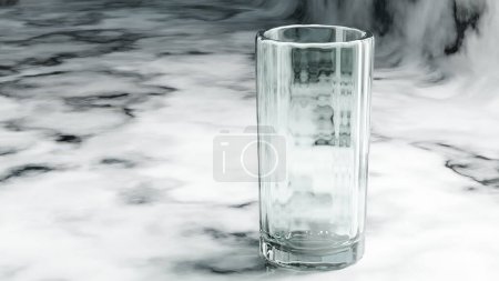 Photo for Transparent Glass Tumbler on Marble Surface - Royalty Free Image