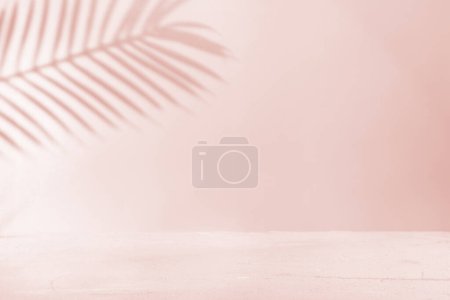Foto de Fondo minimalista rosa con sombra de hoja de palma - Imagen libre de derechos