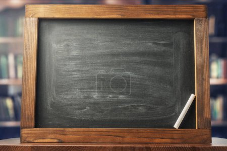 Photo for Wood Framed Blackboard with White Chalk Piece - Royalty Free Image