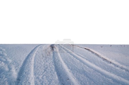 Photo for Snow Covered Agricultural Field with Truck traces - Royalty Free Image