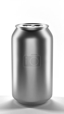 Minimalist silver aluminum beverage can on white background 3D render