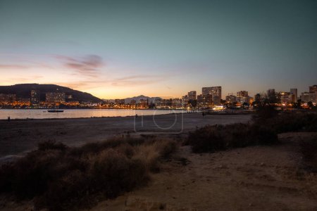 Photo for Sunset on Albufereta Beach in Alicante. Spain. - Royalty Free Image