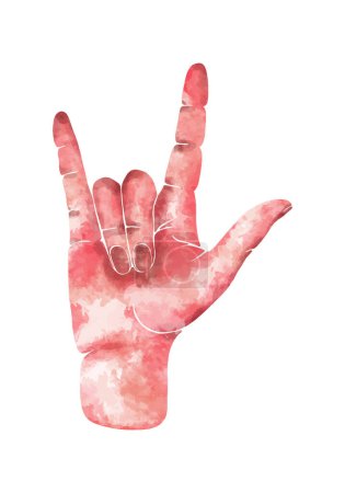 Ilustración de Un gesto internacional de amor. TE AMO en lenguaje de señas. El concepto de amor y apoyo entre las personas sordas. Lenguaje de signos americano. - Imagen libre de derechos