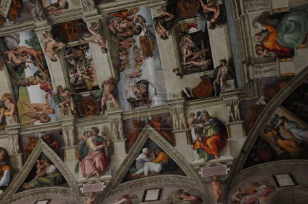 Photo for The Famous Michelangelo Paintings On The Ceiling Of The Sistine Chapel In Rome Italy - Royalty Free Image