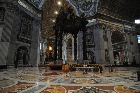 Photo for Interior View Of The St. Peter's Cathedral With Its Main Altar In Rome Italy - Royalty Free Image